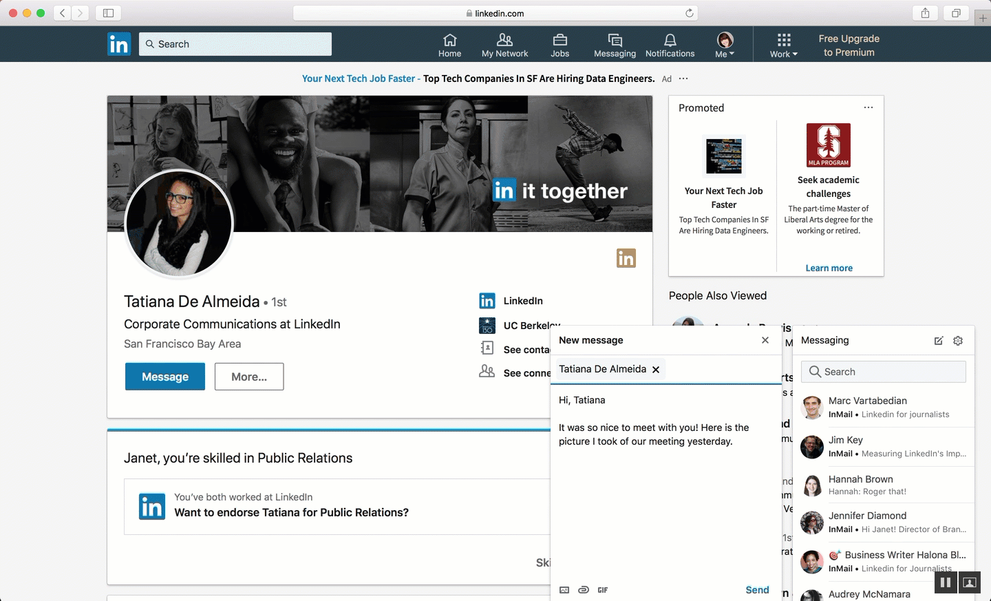 How do you start a conversation with a girl on linkedin?