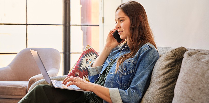 Content marketer working from home