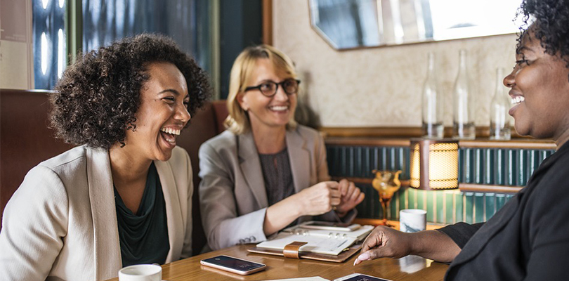 Coworkers Talking Happily