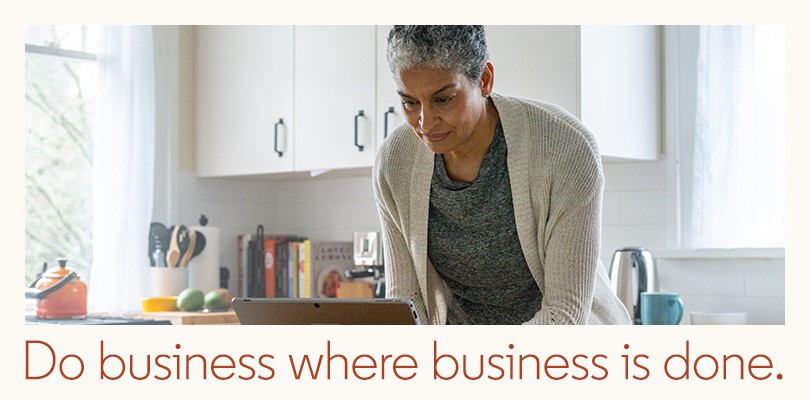Woman working in kitchen. Do Business Where Business is done.