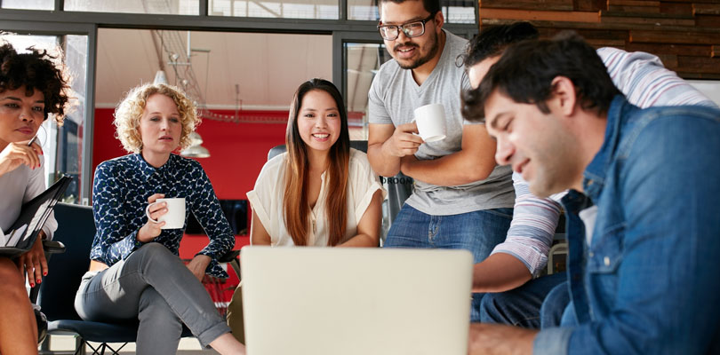 Millennials working together