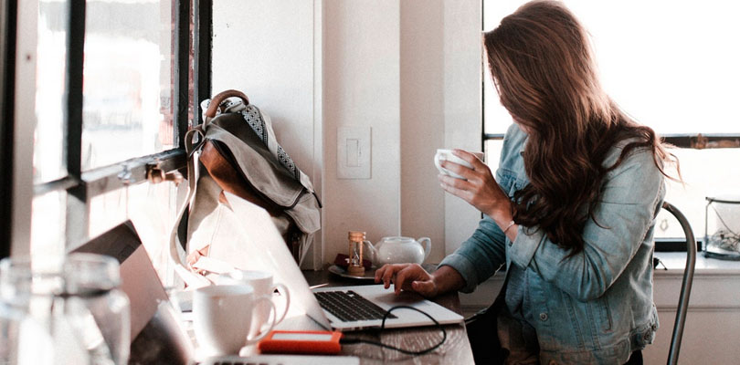 Girl working at Cafe