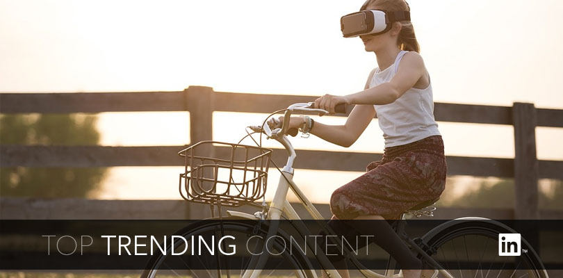Girl Riding a Bike and Using Augmented Reality Headset