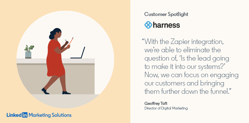 Harness.io Automates Its Free Trial Offer With LinkedIn and Zapier Illustration