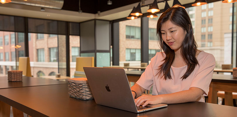 girl working on laptop