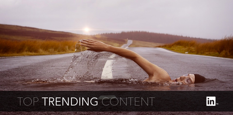 Surreal Image of Swimmer Swimming Across a Road