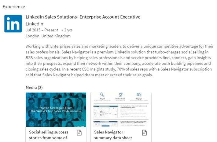 linkedin profile examples for sales