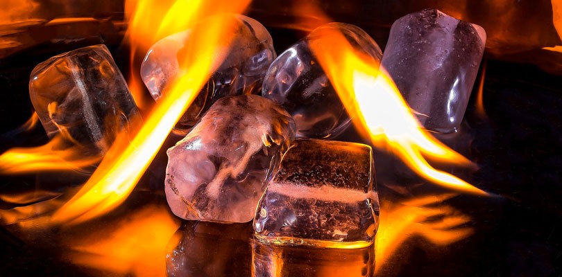 Ice Cubes Melting in a Flame