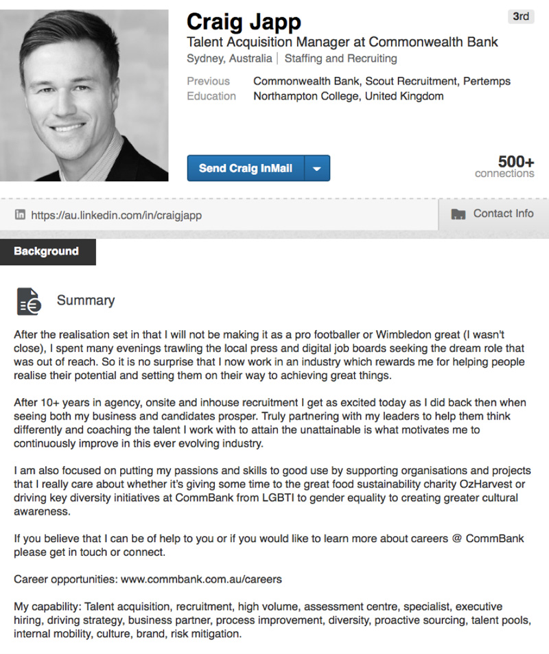 linkedin summary examples for web developer