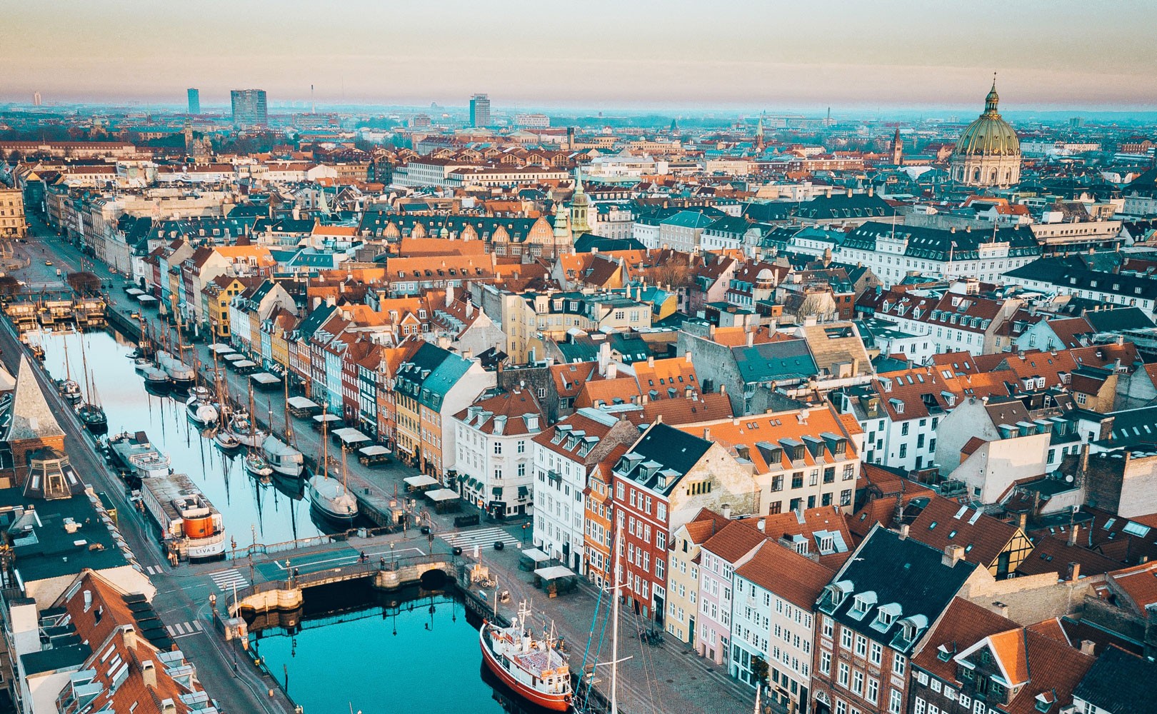 Aerial photo of skyscape in Denmark city