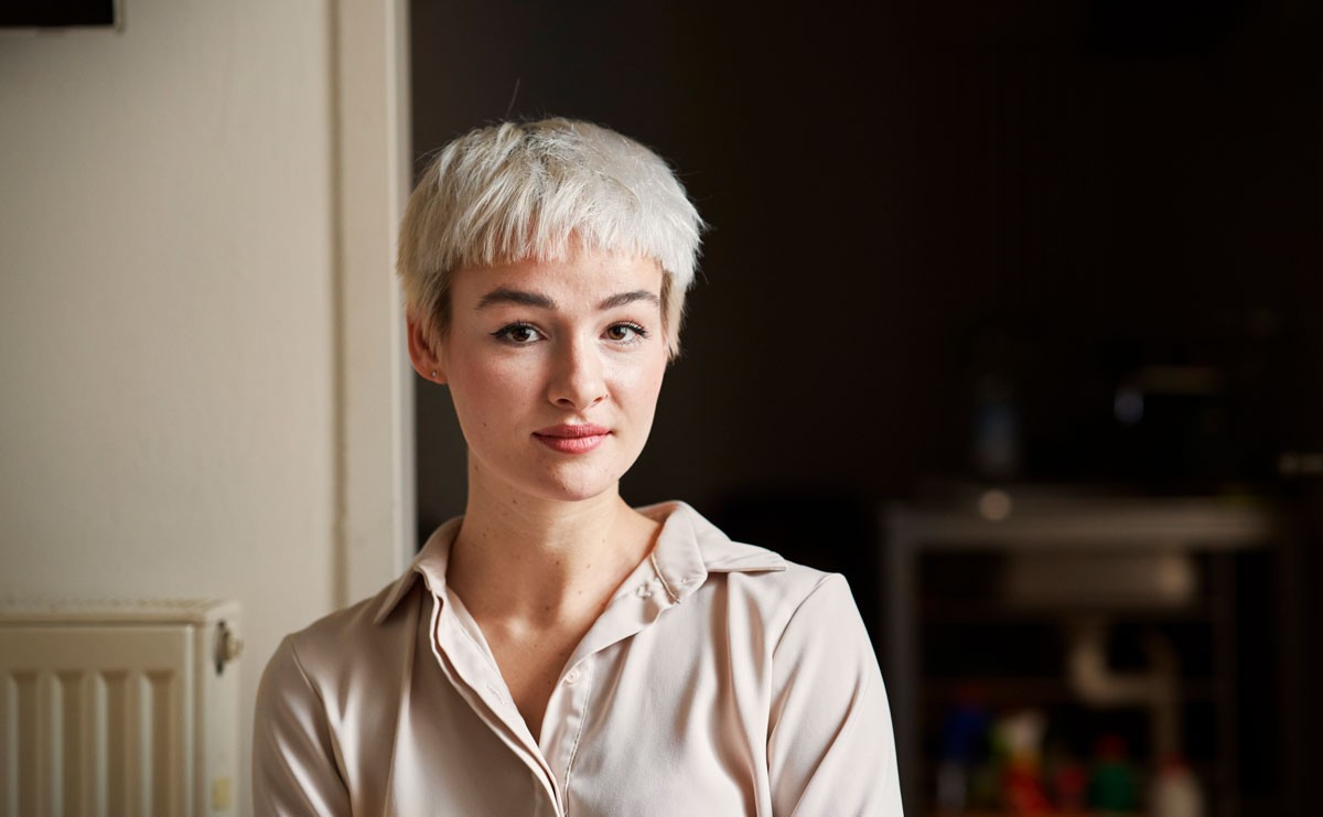 young woman looking into camera