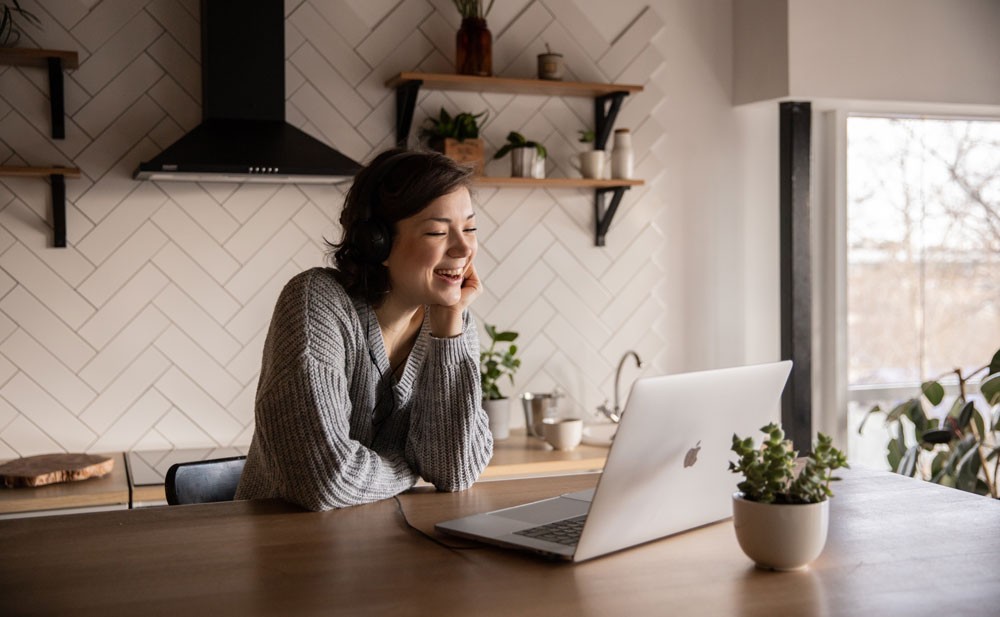 Photo of woman on video call