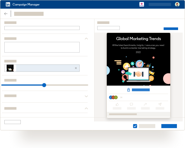 Abbildung der Benutzeroberfläche von LinkedIn Document Ads zur Erstellung von Document Ads