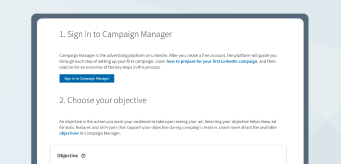 An illustration of steps to create your first campaign on a computer screen.