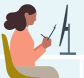 Illustration of a person on a laptop computer.