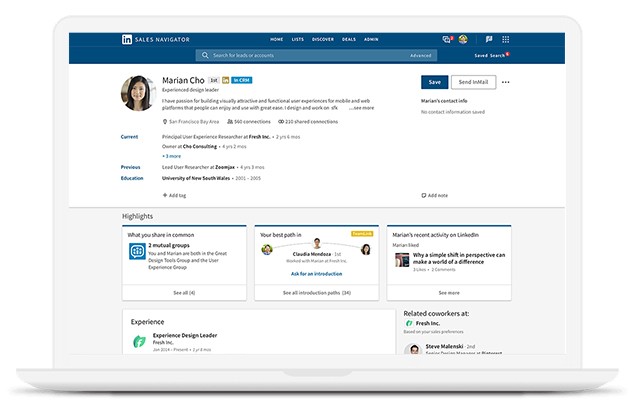 LinkedIn Sales Navigator sales prospecting tool
