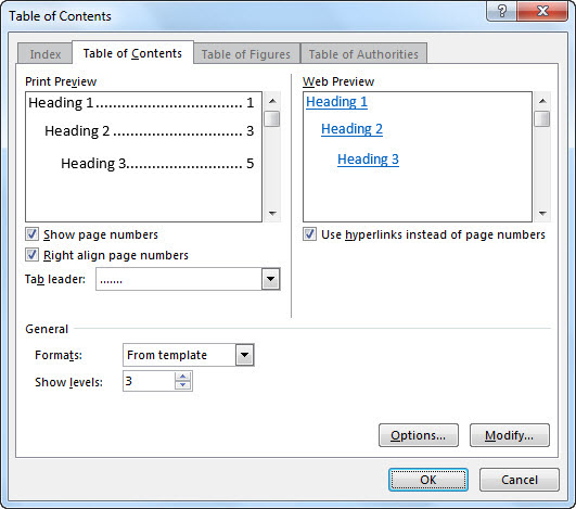 Index Template For Word